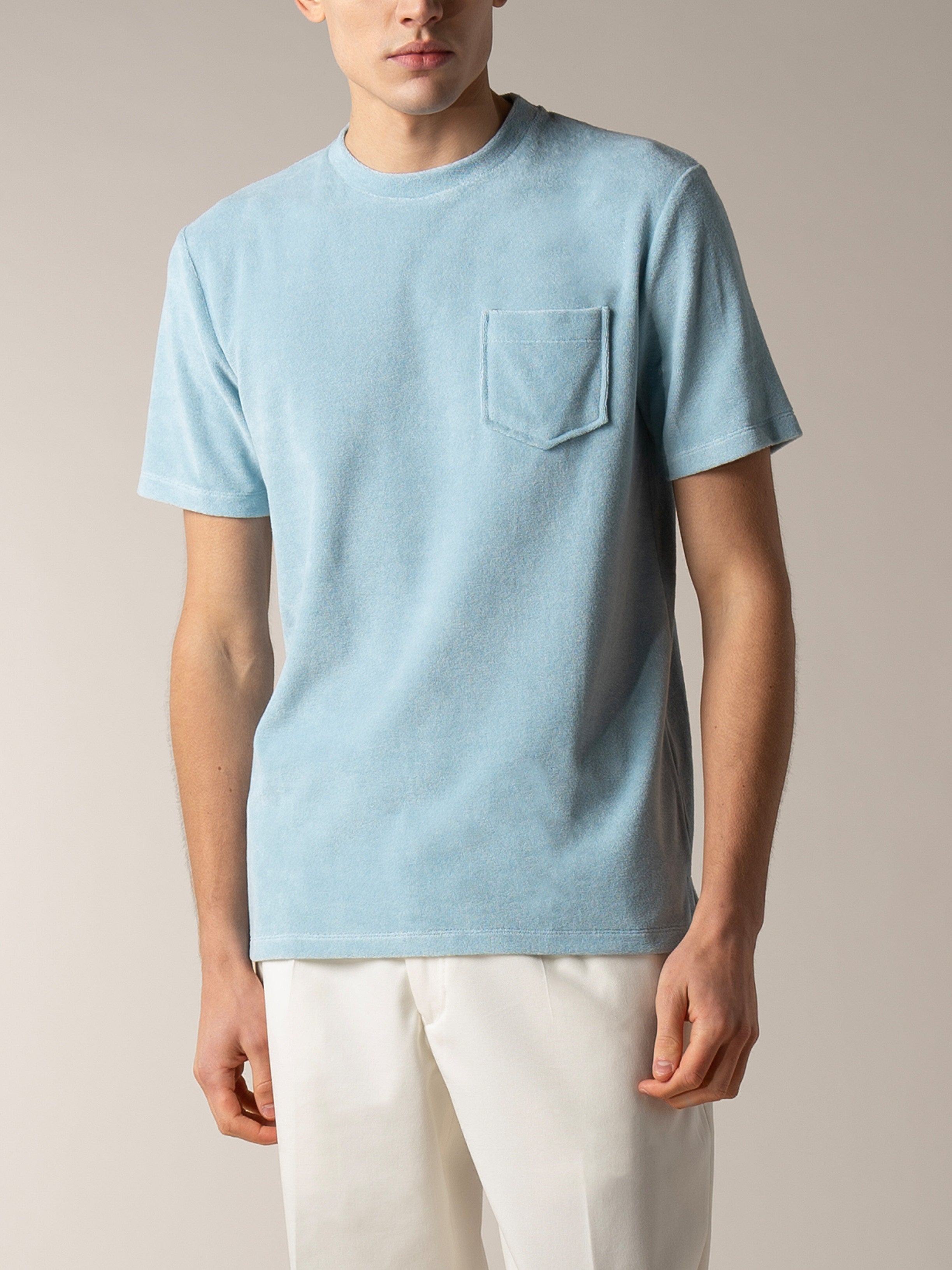 Blue Turquoise Terry Towelling T-Shirt