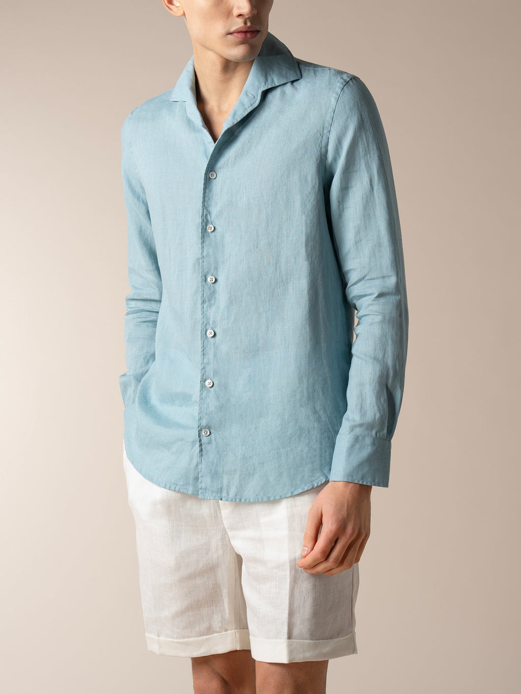 Blue Turquoise Linen Seaside Shirt