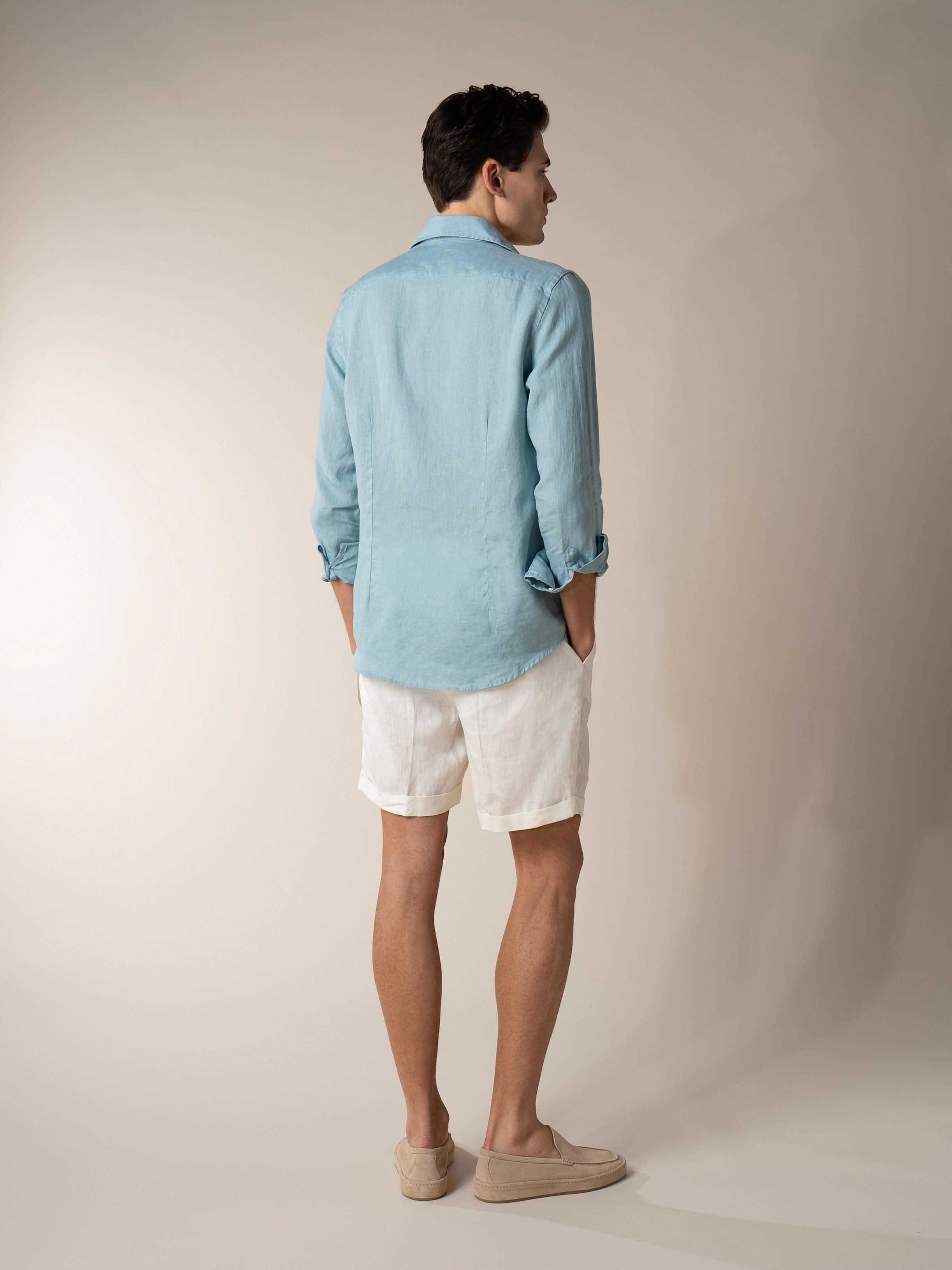 Blue Turquoise Linen Seaside Shirt