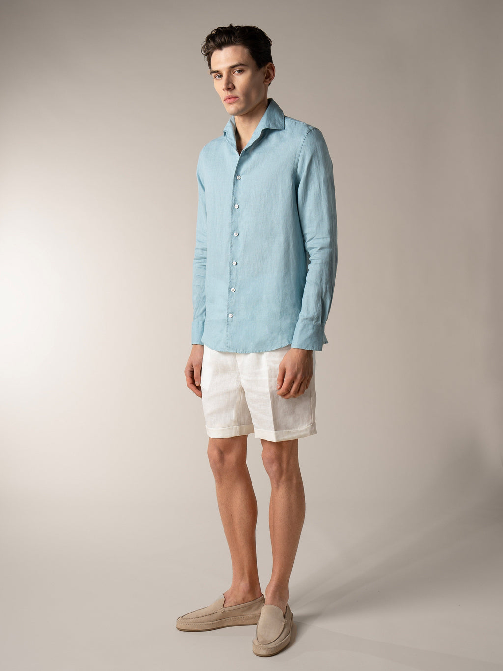 Blue Turquoise Linen Seaside Shirt