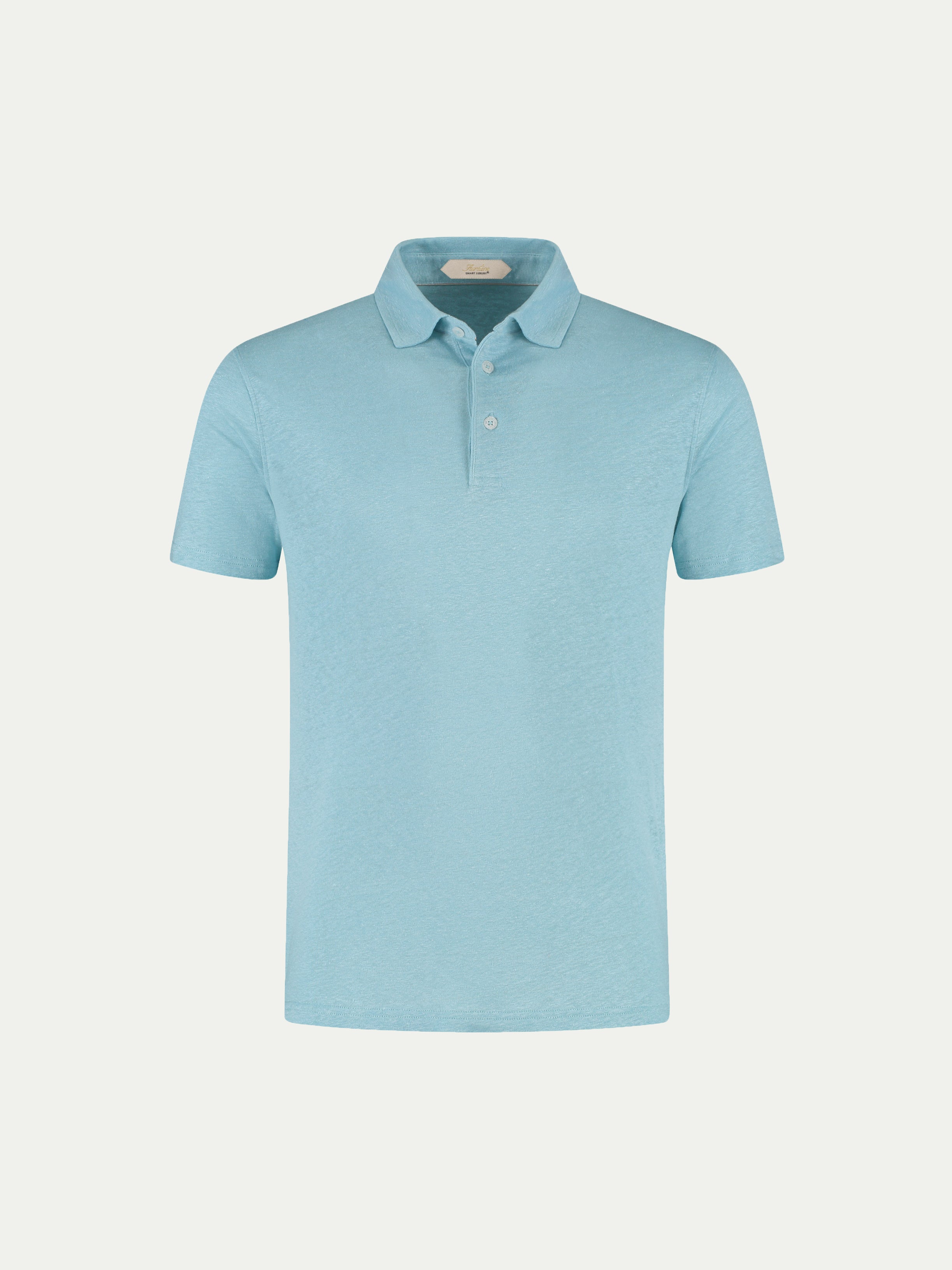 Blue Turquoise Linen Polo Shirt