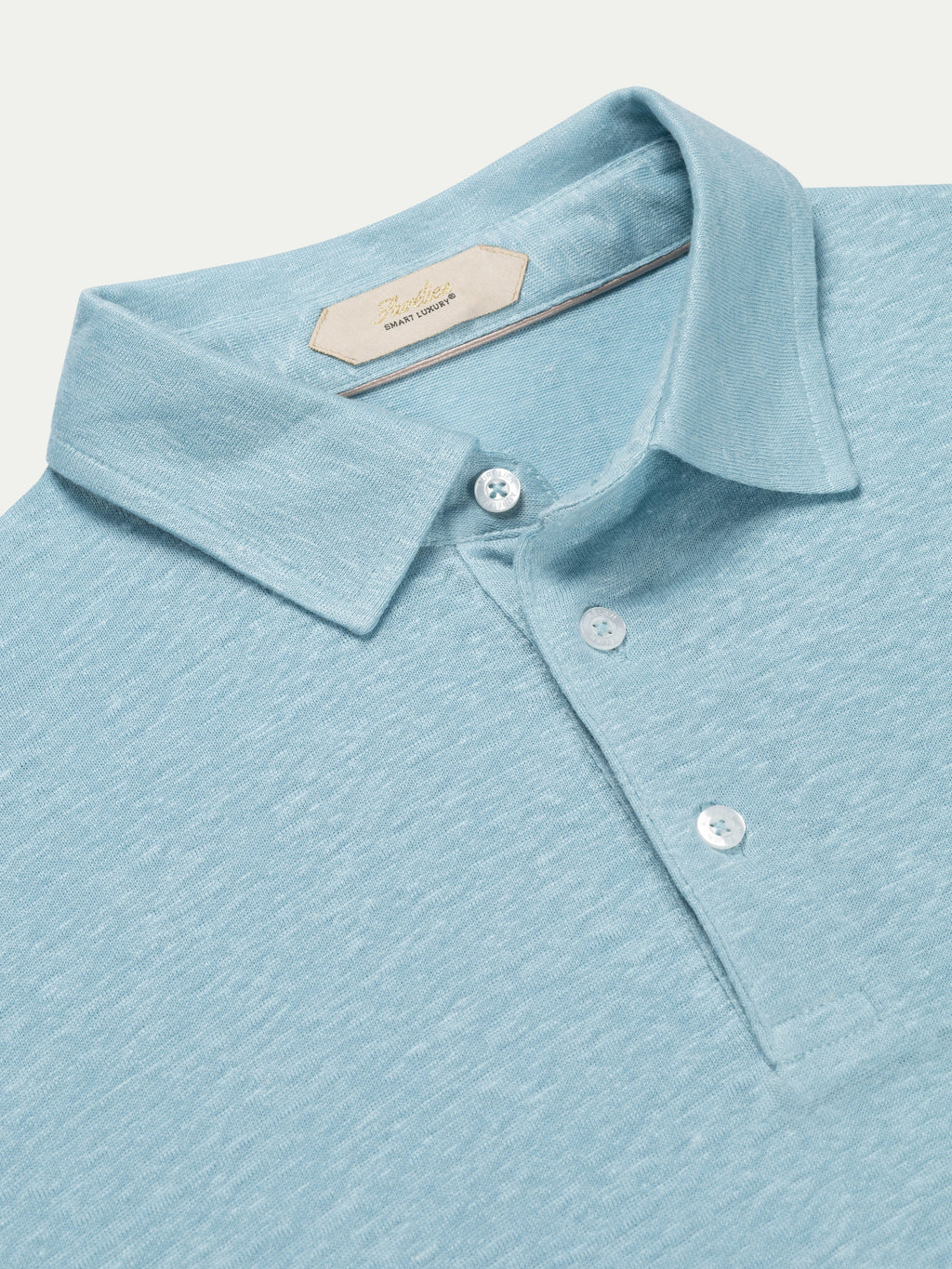 Blue Turquoise Linen Polo Shirt